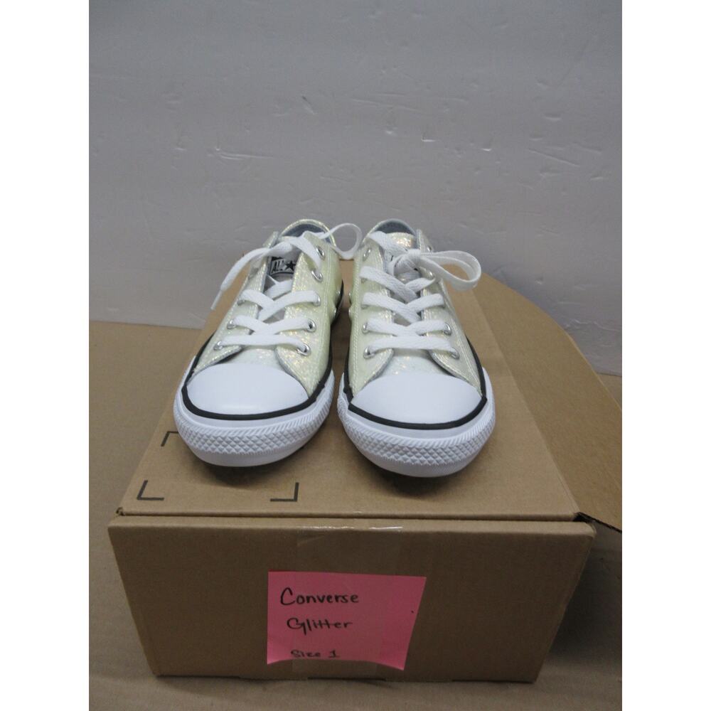 Converse Kids Glitter Low Top Sneakers in Pale Yellow and White